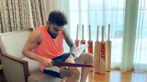 Its The Small Details That Matter Virat Kohli Fine Tunes His Bat Shares Video Cricket
