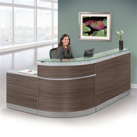 Esquire Glass Top Reception Desk 95w X 64d Medical Office Decor