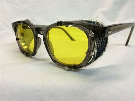 True Vintage American Optical Ao Safety Glasses Detachable Side Shields Yellow Lenses Gafas