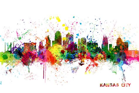 Kansas City Skyline Digital Art By Michael Tompsett Pixels