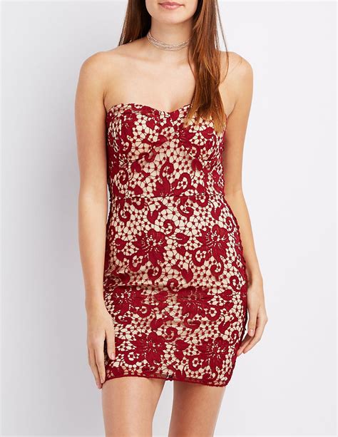 Lace Strapless Bodycon Dress | Charlotte Russe | Strapless bodycon dress, Cocktail dress lace ...