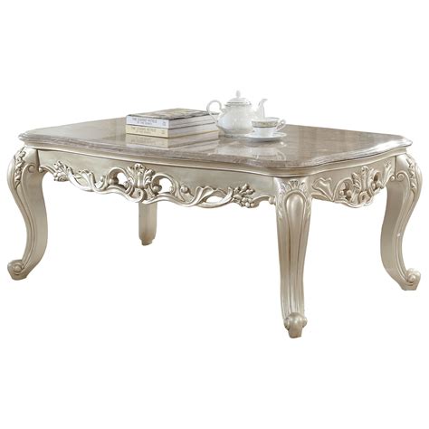 Acme Furniture Gorsedd Traditional Antique White Coffee Table With