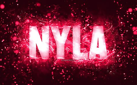 Happy Birtay Nyla Pink Neon Lights Nyla Name Creative Nyla Happy
