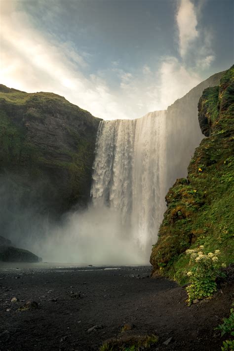Tall Waterfall Of Mountain River · Free Stock Photo
