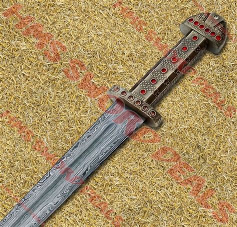 Full Tang Damascus Viking King Sword Of Ragnar With Sheath Etsy