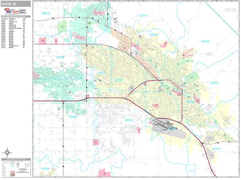 Boise Idaho Zip Code Wall Map Premium Style By Marketmaps