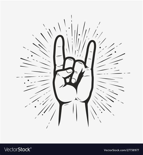 Rock On Gesture Symbol Heavy Metal Hand Gesture Vector Image Aff