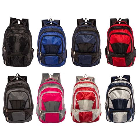 24 Wholesale 19 Adult Padded Backpack In 6 Assorted Colors At