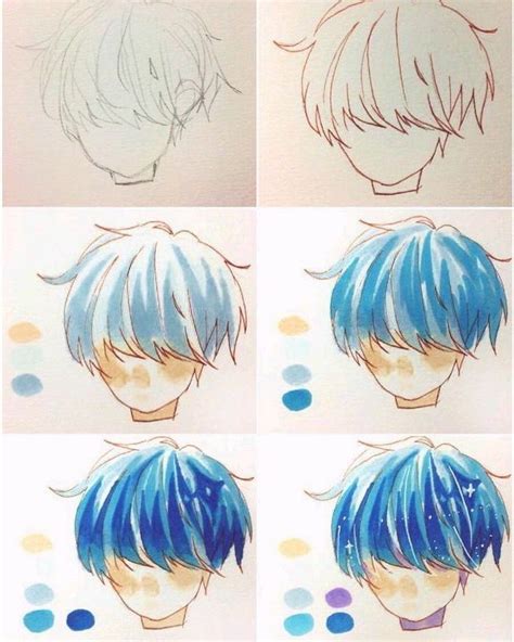 Blue Hair Step By Step Drawing Tutorial Anime Sketch Cómo Dibujar