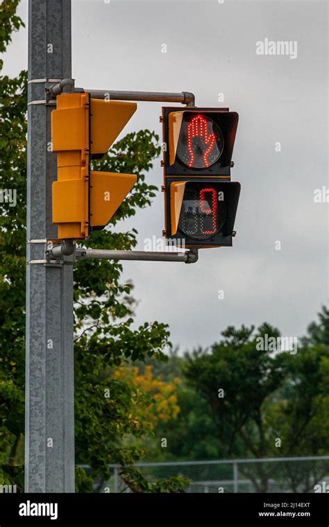Ontario Canada Traffic Light Showing The Hand Sign As An Indication