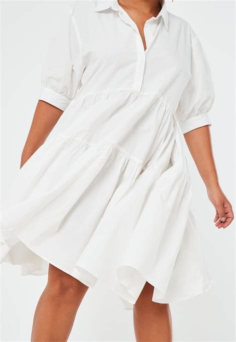 Plus Size White Extreme Oversized Smock Shirt Dress Missguided