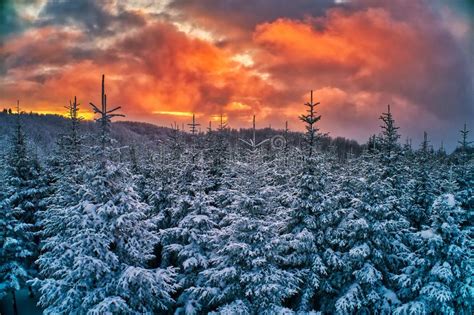 Majestic Sunset In The Winter Mountains Landscape Stock Photo Image