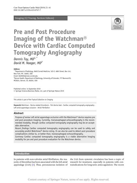 Pre And Post Procedure Imaging Of The Watchman® Device With Cardiac