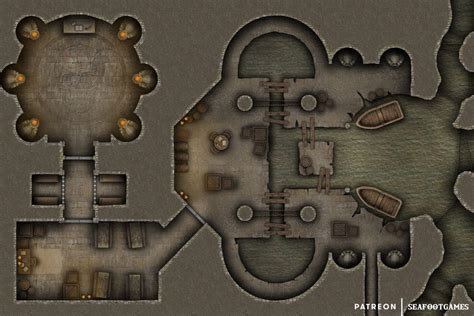 Free Ttrpg Battlemap Undercity Cult Temple • Seafoot Games