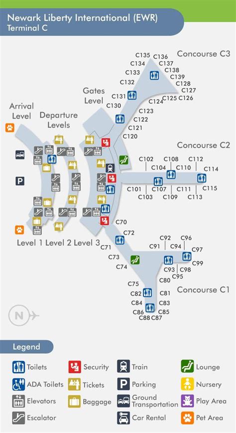 Newark Terminal C Map Map Of Newark Terminal C New York Usa