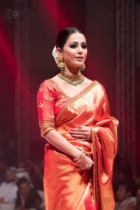 Beautiful Gorgeous Hina Khan Sari Blouse Designs Designer Saree Blouse Patterns Bridal Blouse