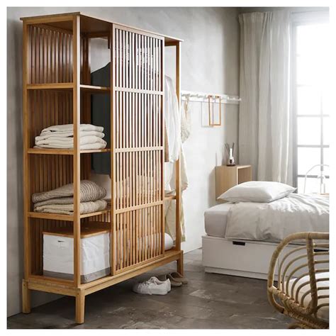 Wardrobe fitting in 5 minutes angled ceiling fillmor wardrobes. NORDKISA Open wardrobe with sliding door - bamboo 47 1 ...