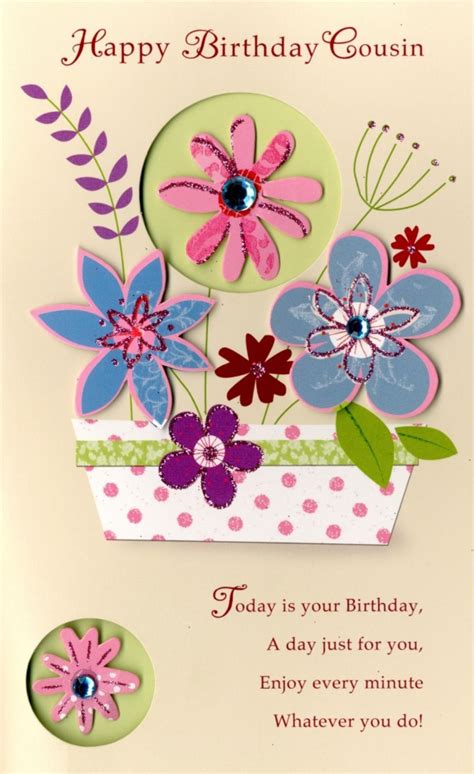 Happy Birthday Cousin Embellished Greeting Card Cards Love Kates