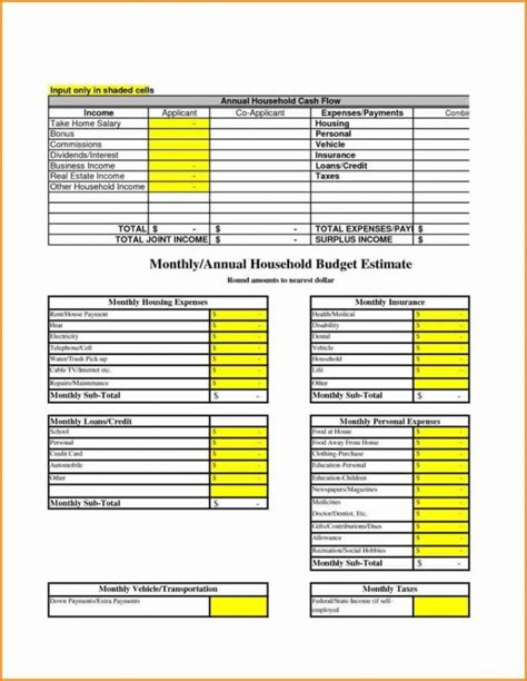 sample household budget spreadsheet budget spreadsheet
