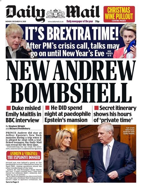 daily mail front page 14th of december 2020 tomorrow s papers today