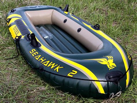 Intex Seahawk 2 Inflatable 2 Person Floating Boat Raft With Oars And Pump