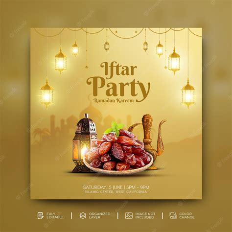 Ramadan Kareem Iftar Party Invitation Plantilla De Publicación En Redes