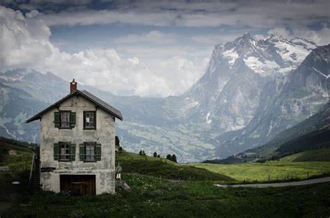 A Lonely House On Top Of A Mountain Switzerland Pics
