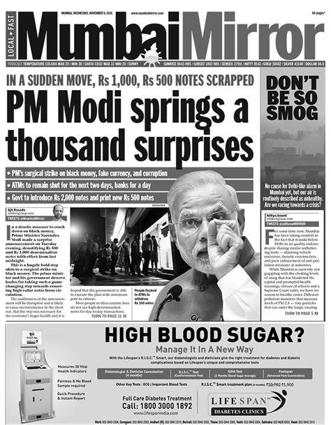 Front-page headlines: How Indian papers reported Modi's currency-note move