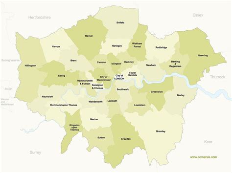 London Borough Mappa Mappa Dei Quartieri Di Londra Inghilterra