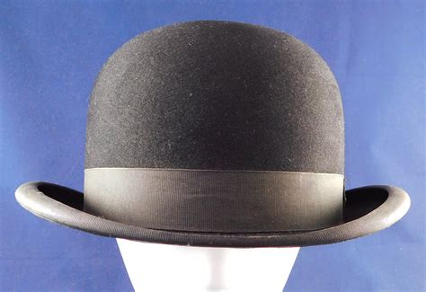 Victorian Vintage John B Stetson Co Mens Black Felt Derby Bowler Hat