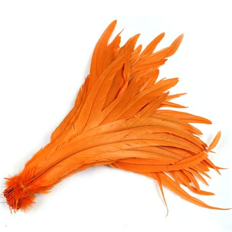 Free Shipping 100pcs Orange Cock Feather Loose Rooster Tail Feathers 12 14inches 30 35cm Factory