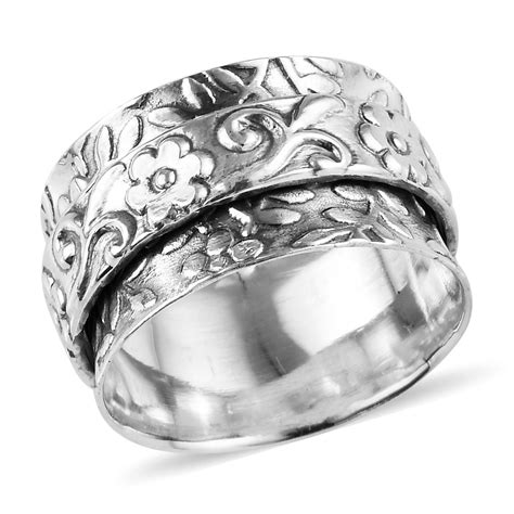 Shop Lc Stress Relieving Meditation Oxidized Spinner Ring 925