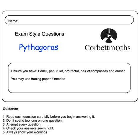 Pythagoras Practice Questions – Corbettmaths