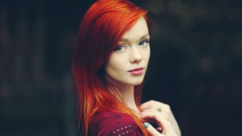 Women Redhead Lips Blue Eyes Lass Suicide Looking At