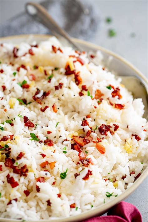 When You Need A Quick Delicious And Easy Side Dish This Garlic Bacon Rice Is Excellent The