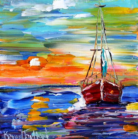 Fine Art Print Sailboat At Sunset Prints From Oil Painting Etsy