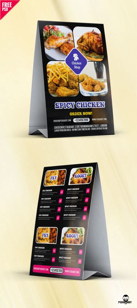 Restaurant Food Menu Table Tent Card Psd