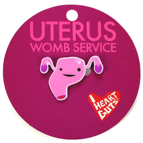 uterus lapel pin womb service i heart guts