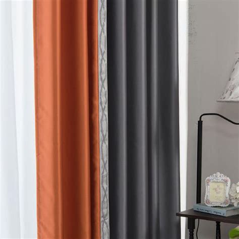 Gray And Orange Curtain Sets Matching Room Darkening Energy Efficient