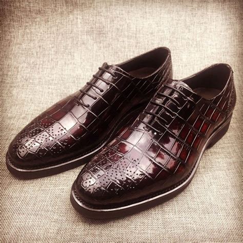 Genuine Alligator Leather Lace Up Business Formal Shoes Wedding Shoes