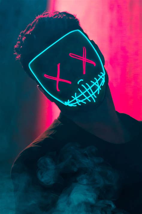 640x960 Neon Mask Guy Iphone 4 Iphone 4s Hd 4k Wallpapersimages