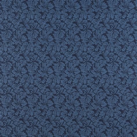 Navy Dark Blue Foliage Damask Upholstery Fabric