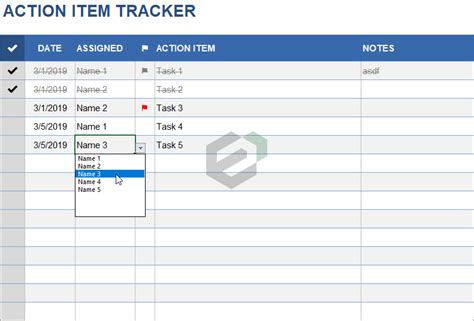 Free Action Item Tracker Excel Template