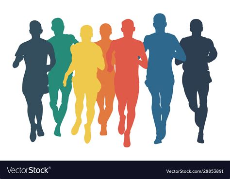 Group Runners Men Run Royalty Free Vector Image