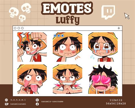Luffy Emotes Cute And Kawaii Luffy Emote Set For Streaming Messaging