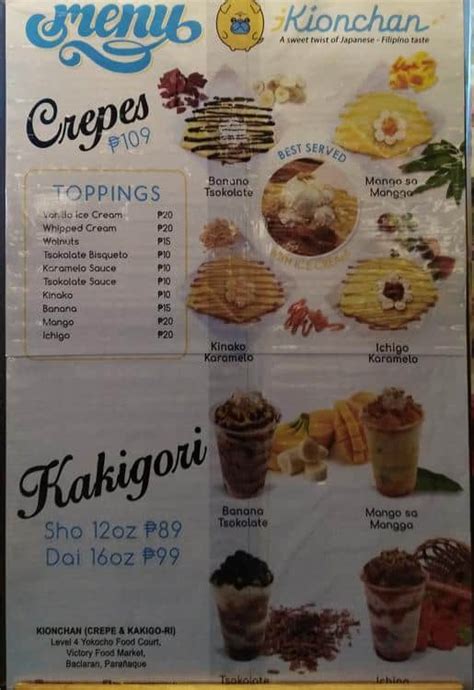 Filipino Dessert Menu