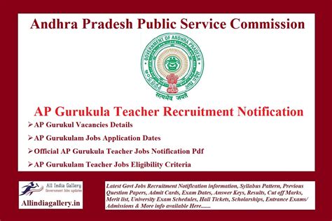 Ap Gurukula Teacher Recruitment Notification 2024 Appsc Gurukul Tgt Pgt