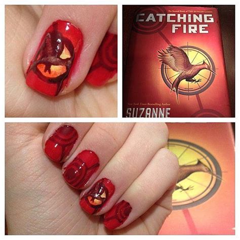 10 Catching Fire Manicures For The Ultimate Hunger Games Fan With Images Hunger Games Nails