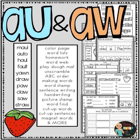 Au And Aw Hands On Spelling And Phonics From Bobbi Bates Word Web