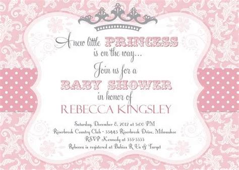 Pink And White Princess Baby Shower Invitation Templates Baby Shower